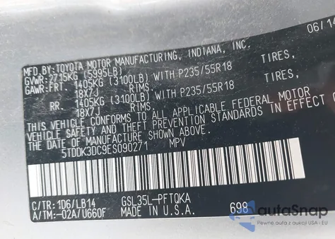 2014 Toyota Sienna Xle 7 Passenger из США, поврежденный, VIN 5TDDK3DC9ES090271